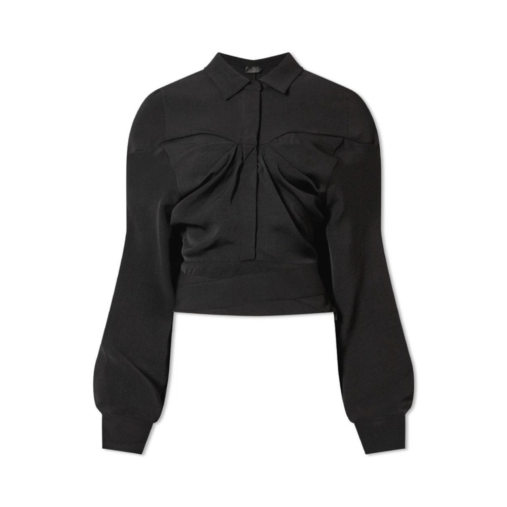 🆕️ RtA Billie Ruched Tie Balloon Long Sleeve Blouse in Black